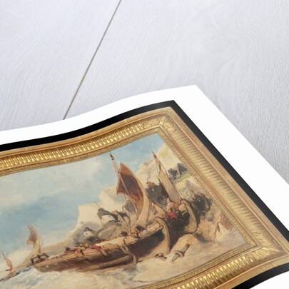 Fishing boats on the beach, Brittany by Eugene Deshayes