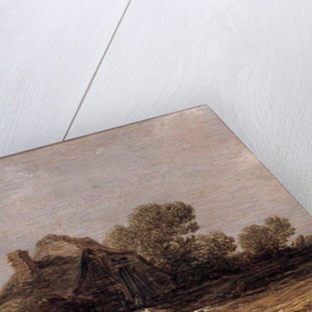 Peasants resting on a track by a farm - a fragment by Jan Josephsz van Goyen