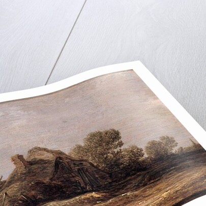 Peasants resting on a track by a farm - a fragment by Jan Josephsz van Goyen