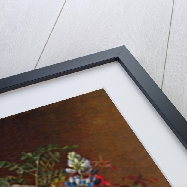 Lilac, apple blossom, cornflowers and sweet williams with a pot of violas on a ledge, 1827 by Johan Laurents Jensen