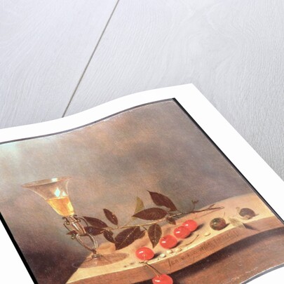 Facon de Venise Wine Glass and Cherries on a Ledge by Jan III van de Velde