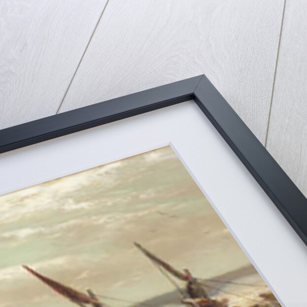 Barges moored by the riverbank by Colin Hunter