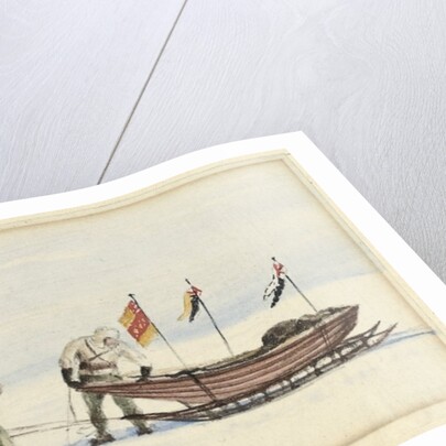 The sledge party to White Island, February 1902: Shackleton, Wilson and Ferrar preparing to set out, 1902 by Edward Adrian Wilson