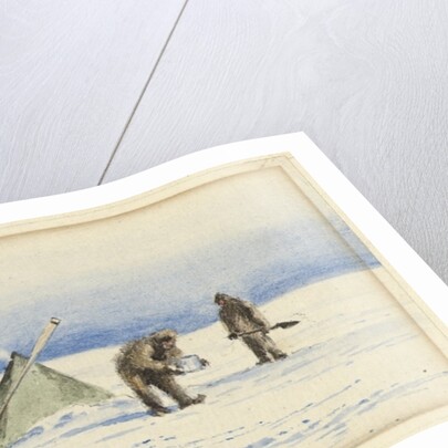 The sledge party to White Island, February 1902: Shackleton and Wilson making camp, 1902 by Edward Adrian Wilson