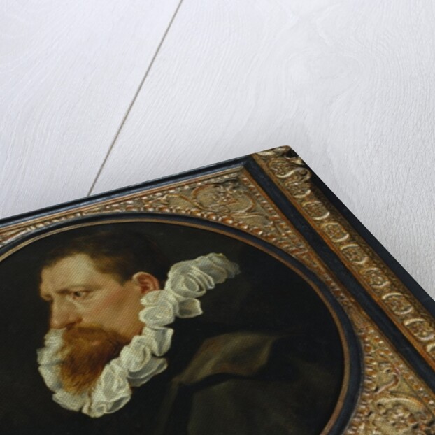 Portrait of a gentleman, small bust length, wearing a white ruff and grey cloak by Peter Paul Rubens