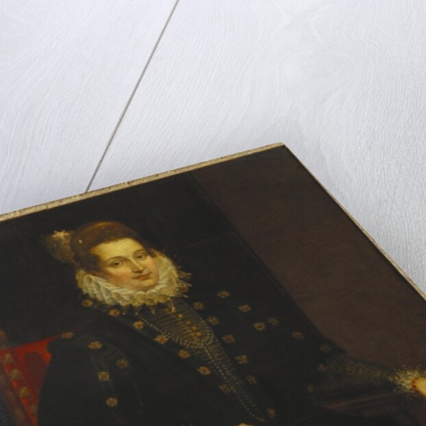 Portrait of a lady seated three-quarter length in a black dress with a ruff by Peter Paul Rubens