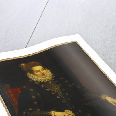 Portrait of a lady seated three-quarter length in a black dress with a ruff by Peter Paul Rubens