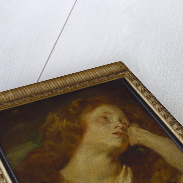 A young woman, bust length, resting her head on her hand by Anthony van Dyck