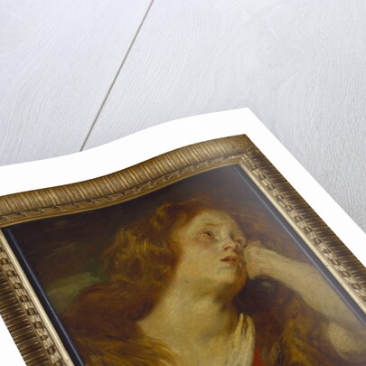 A young woman, bust length, resting her head on her hand by Anthony van Dyck