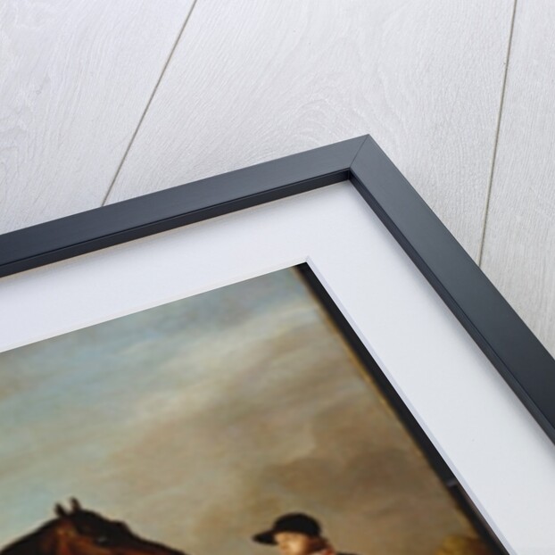 The Duke of Marlborough's Bay Hunter, with a Groom in Livery in a Lake Landscape by George Stubbs