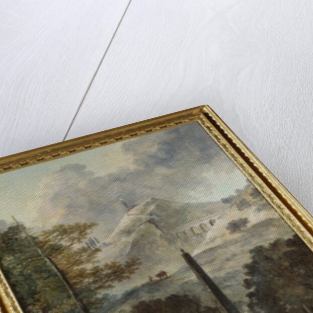 A Mountainous Landscape with an Obelisk by Hubert Robert