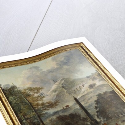 A Mountainous Landscape with an Obelisk by Hubert Robert