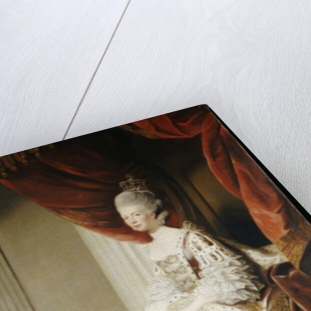 Portrait of Queen Charlotte, full length, seated in robes of state by Joshua Reynolds