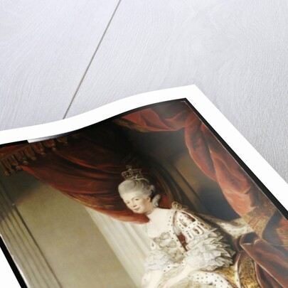 Portrait of Queen Charlotte, full length, seated in robes of state by Joshua Reynolds