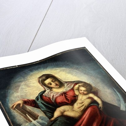 The Madonna and Child in a mandorla on a crescent moon and clouds, with the book of wisdom by Jacopo Robusti Tintoretto
