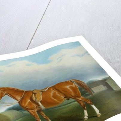 A Chestnut Hunter and a Spaniel by Farm Buildings by John E. Ferneley
