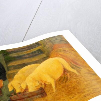 A Young Girl Feeding Two Pigs, 1889 by Paul Serusier