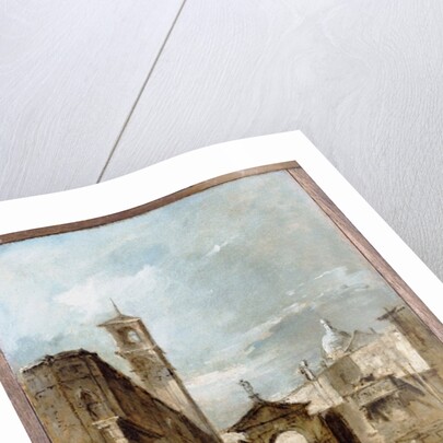 A Capriccio of a Venetian Campo with a Church Beyond by Francesco Guardi