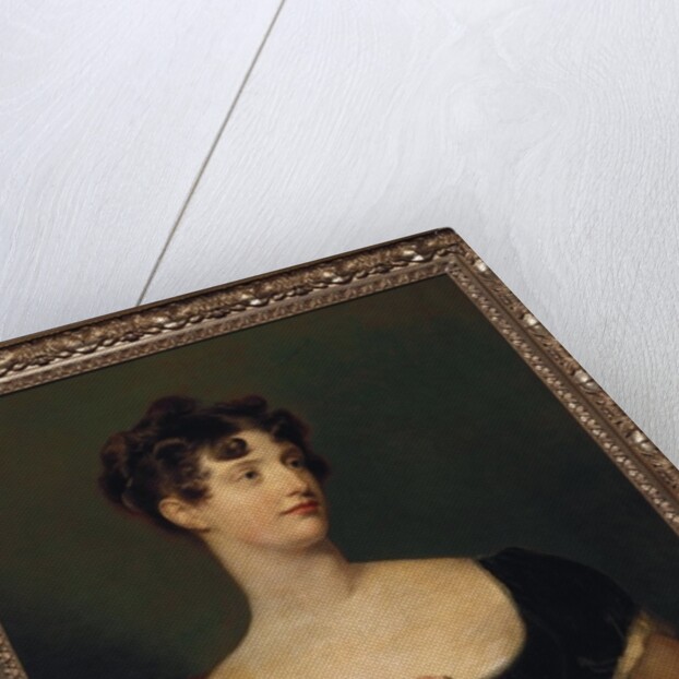 Portrait of Lady Beresford, seated, half-length in a black dress decorated with a rose by Thomas (attr. to) Lawrence