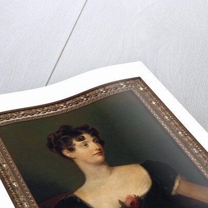 Portrait of Lady Beresford, seated, half-length in a black dress decorated with a rose by Thomas (attr. to) Lawrence