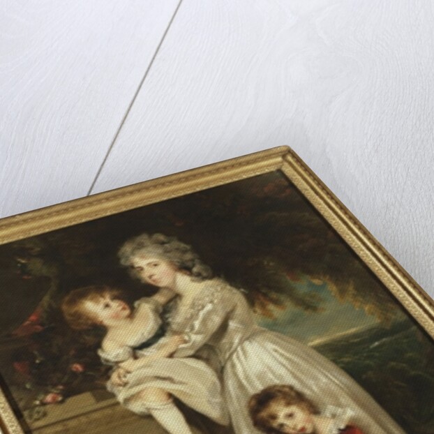 Portrait of Mrs. Annesley standing full length, in a white dress with her two children by Thomas Lawrence