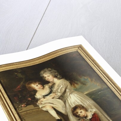 Portrait of Mrs. Annesley standing full length, in a white dress with her two children by Thomas Lawrence