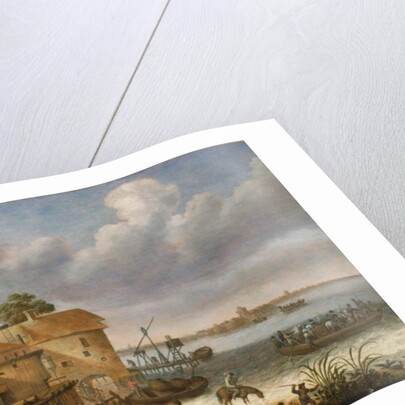 Peasants on the beach with a ferry by Adam Willaerts