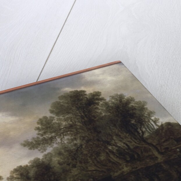 A wooded river landscape, with peasants in a rowing boat by a cottage and a ferry, a sailing boat in the distance, 1633 by Jan Josephsz van Goyen