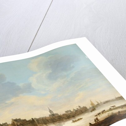 A town on the banks of a river, with a ferry, 1648 by Jan Josephsz van Goyen