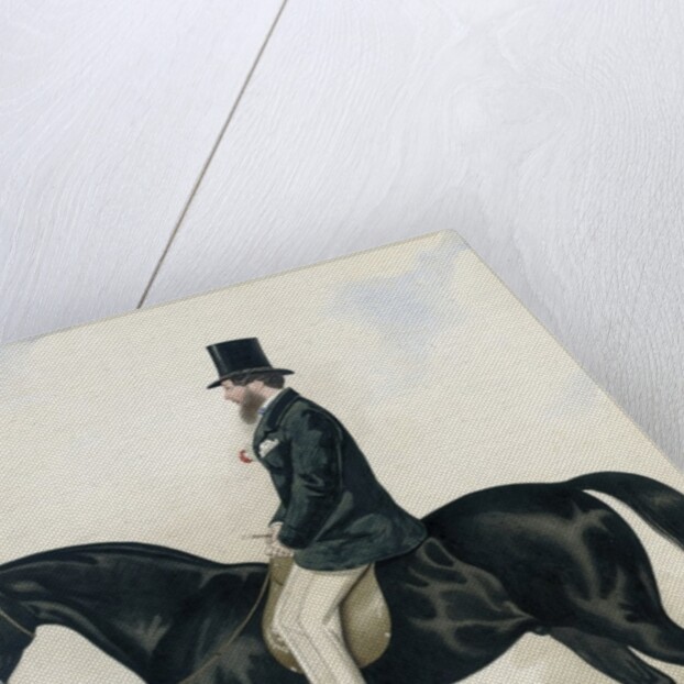 Portrait of a gentleman in a top hat, seated on a black hunter by English School