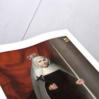 Portrait of a nun holding a crucifix and candle, 1678 by Pieter Leermans