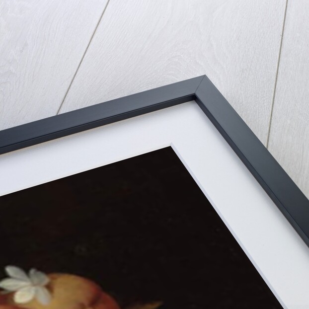 Peaches in a glass bowl, apples and jasmine flowers by Fede Galizia