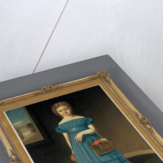 Girl with Basket of Flowers by American School