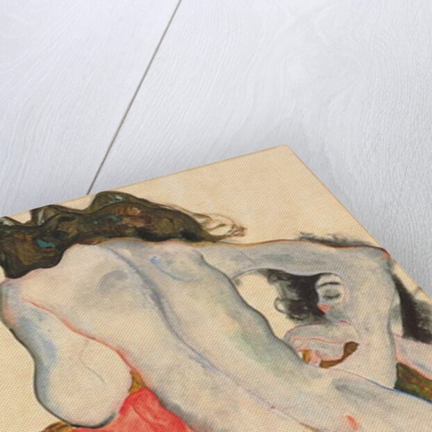 Reclining woman in red trousers and standing female nude, 1912 by Egon Schiele