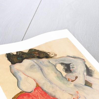 Reclining woman in red trousers and standing female nude, 1912 by Egon Schiele