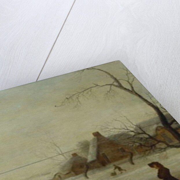 Winter landscape with numerous skaters, golf players and peasants on frozen waterways by Antoni Verstralen