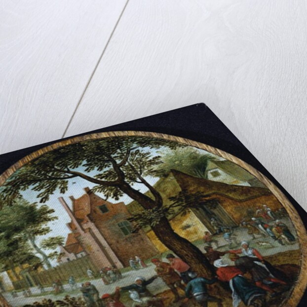 Peasants dancing around a tree in a village street, 1625 by Pieter the Younger Brueghel