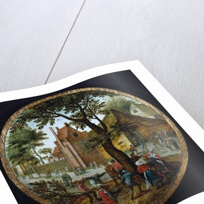 Peasants dancing around a tree in a village street, 1625 by Pieter the Younger Brueghel
