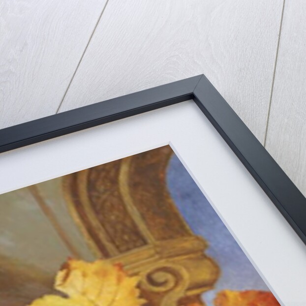 Grapes and a peach with a tazza on a table at a window by Edward Ladell