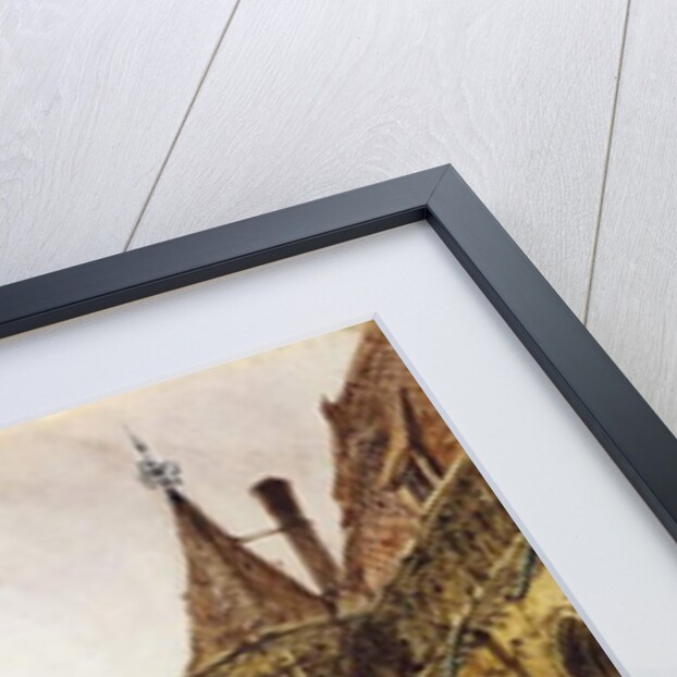 A figure beside a building, Ghent, with barges on the River Leye beyond, 1833 by Thomas Shotter Boys