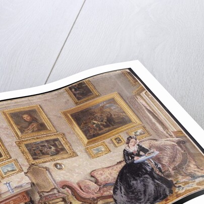 Interior of a Drawing Room with a Lady at her Writing Desk by William Henry Hunt