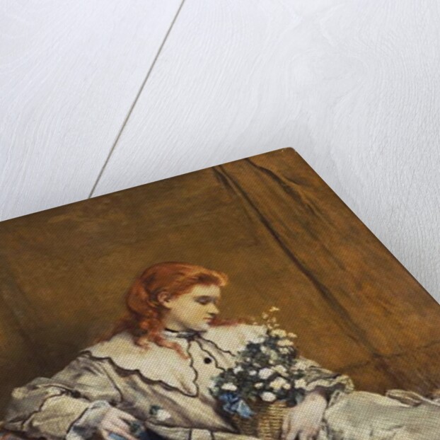 Daydream, Young Red-Headed Girl with Blue Ottoman by Alfred Emile Stevens