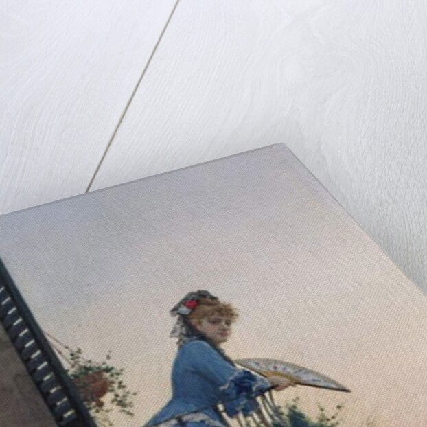 An Elegant Beauty on a Balcony looking out over Rome, with the Dome of St Peter in the Distance by Willem Johannes Martens