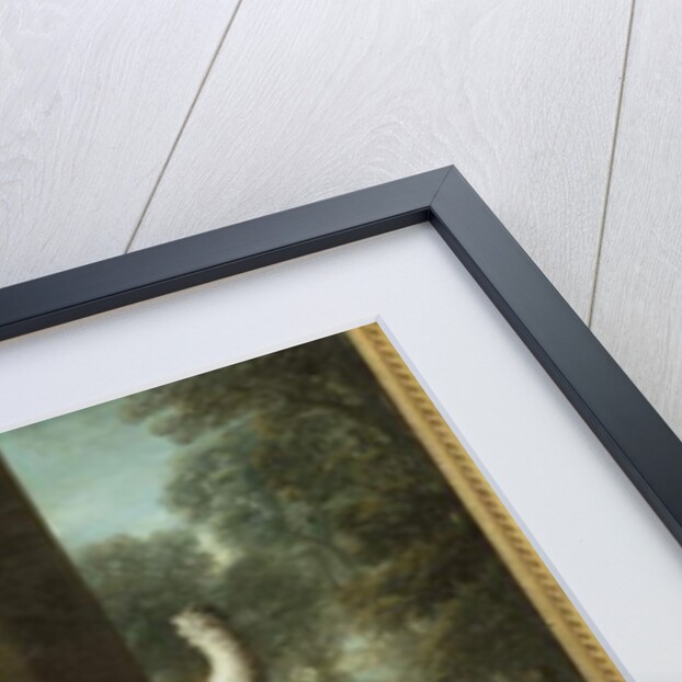 A Monkey wearing Crimson Livery dancing with a Poodle on the Terrace of a Country House by John Wootton