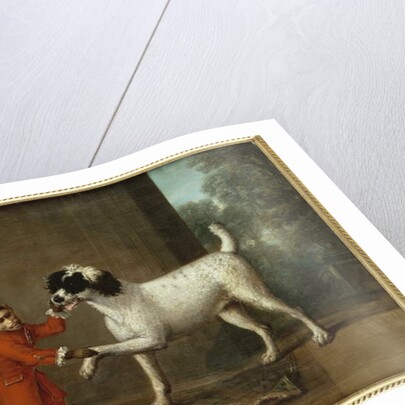 A Monkey wearing Crimson Livery dancing with a Poodle on the Terrace of a Country House by John Wootton