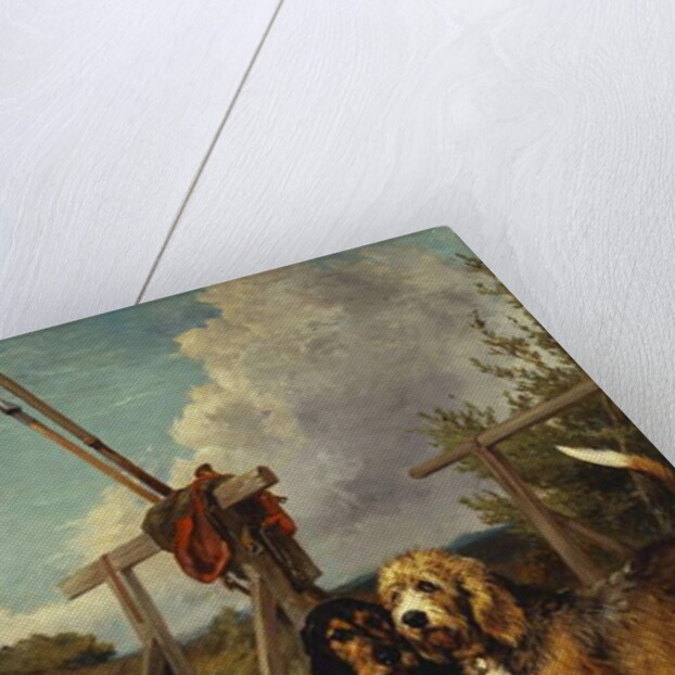 Otter Hounds by a Bridge - Tired Out, 1881 by John Emms