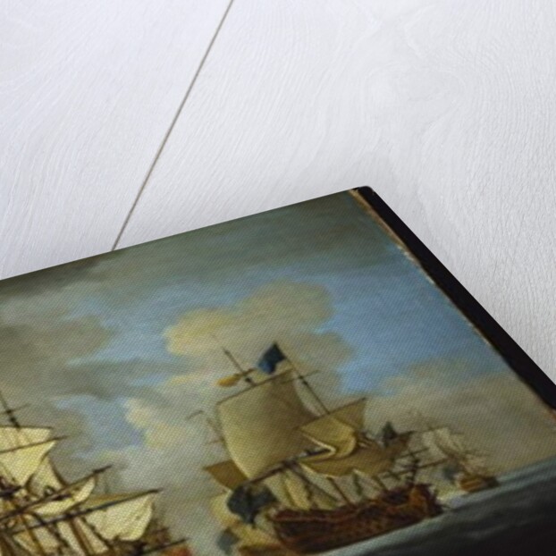 The English Fleet at Anchor with the Admiral's Ship signalling to the Vice and Rear Admirals of the White and Blue Squadrons by Peter Monamy