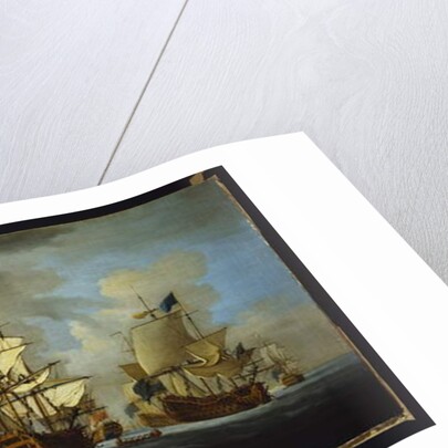 The English Fleet at Anchor with the Admiral's Ship signalling to the Vice and Rear Admirals of the White and Blue Squadrons by Peter Monamy