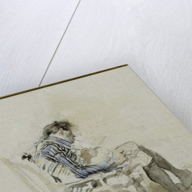 Gentleman seated in an Armchair reading a Book and smoking a Pipe by Giovanni Boldini