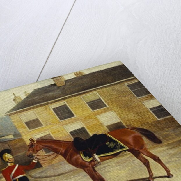 An Officer of the Dragoon Guards, Caribineers with his Mount in the Barrack's Stable Yard, 1839 by John Frederick Herring Snr